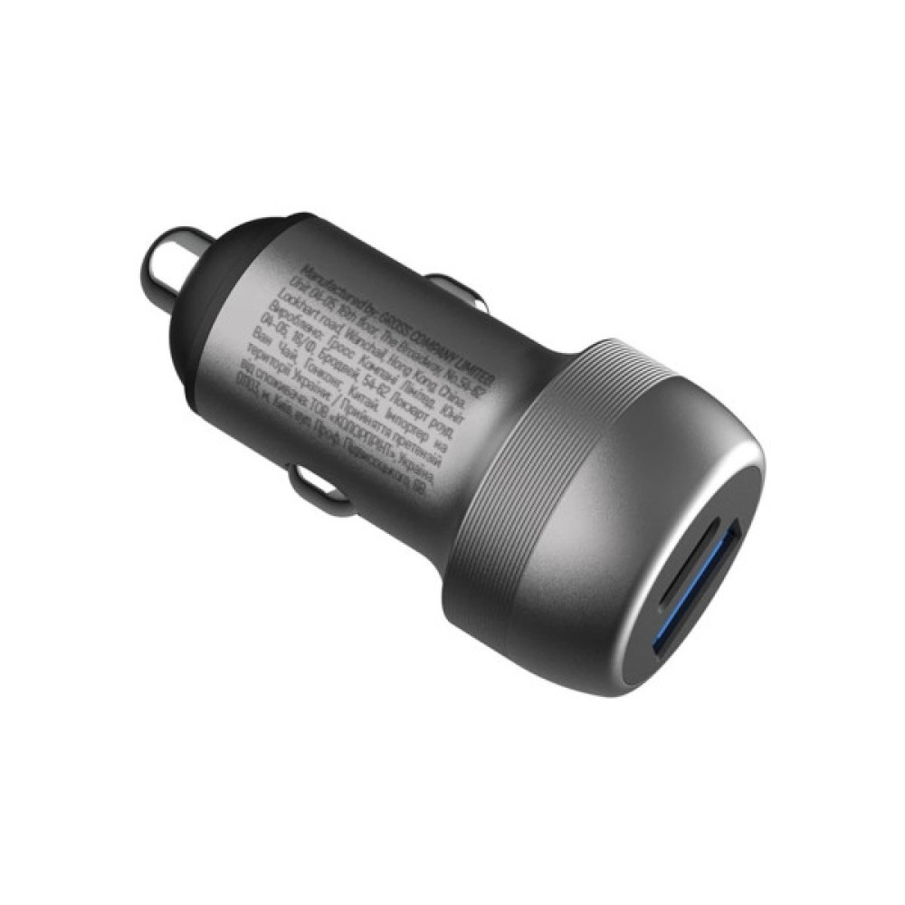 Зарядний пристрій ColorWay USB-C PD35W + USB QC3.0 car adapter (CW-CHA066PD-GR)