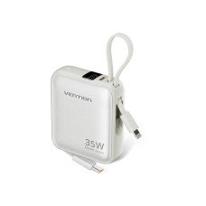 Батарея універсальна Vention 10000mAh 35W PD, built-in USB-C, Lightning Cables, LED Display, Beige (FHFN0)