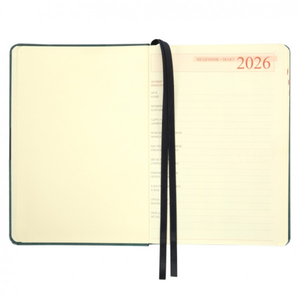 Тижневик Leo planner А5 датований 2026 "Persona", твердий, смарагдовий, 368 сторінок (252664)