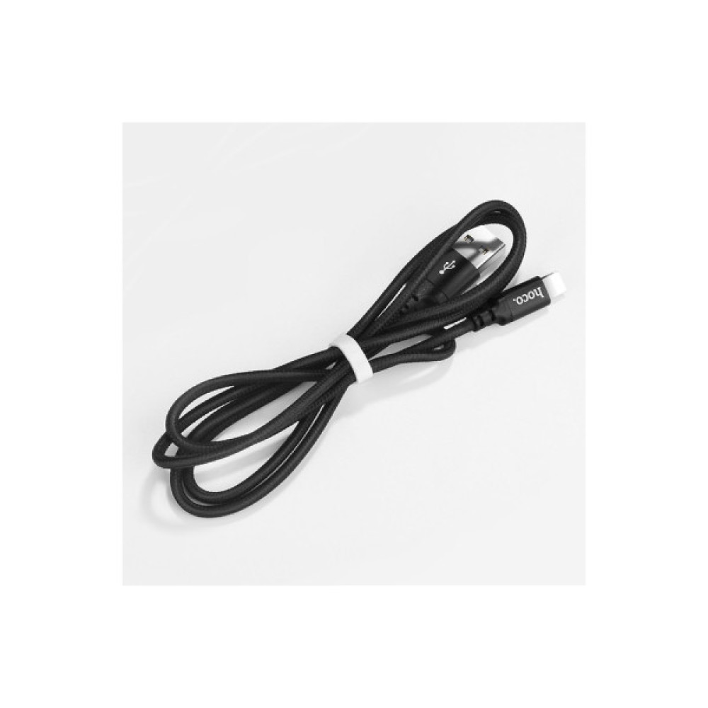 Дата кабель USB 2.0 AM to Lightning 1.0m 2A nylon X14 black HOCO (6957531062820)