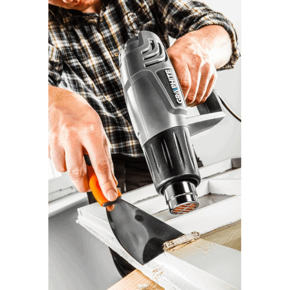 Фен будівельний GRAPHITE 2000Вт 80/600°С 350/550л/хв 0.9кг