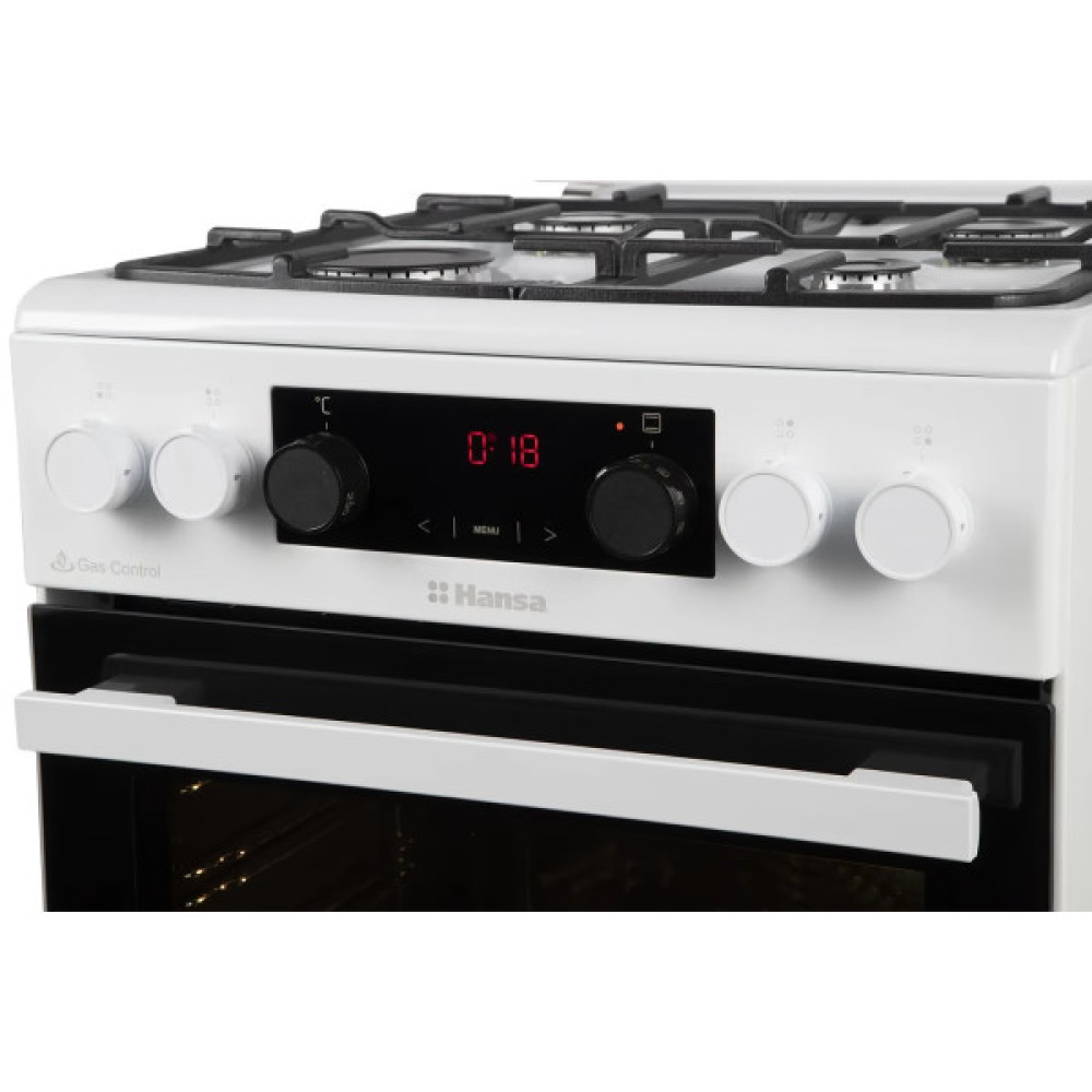 Плита Hansa комбінована, 65л, 50x60см, дисплей, конвекція, чавун, білий