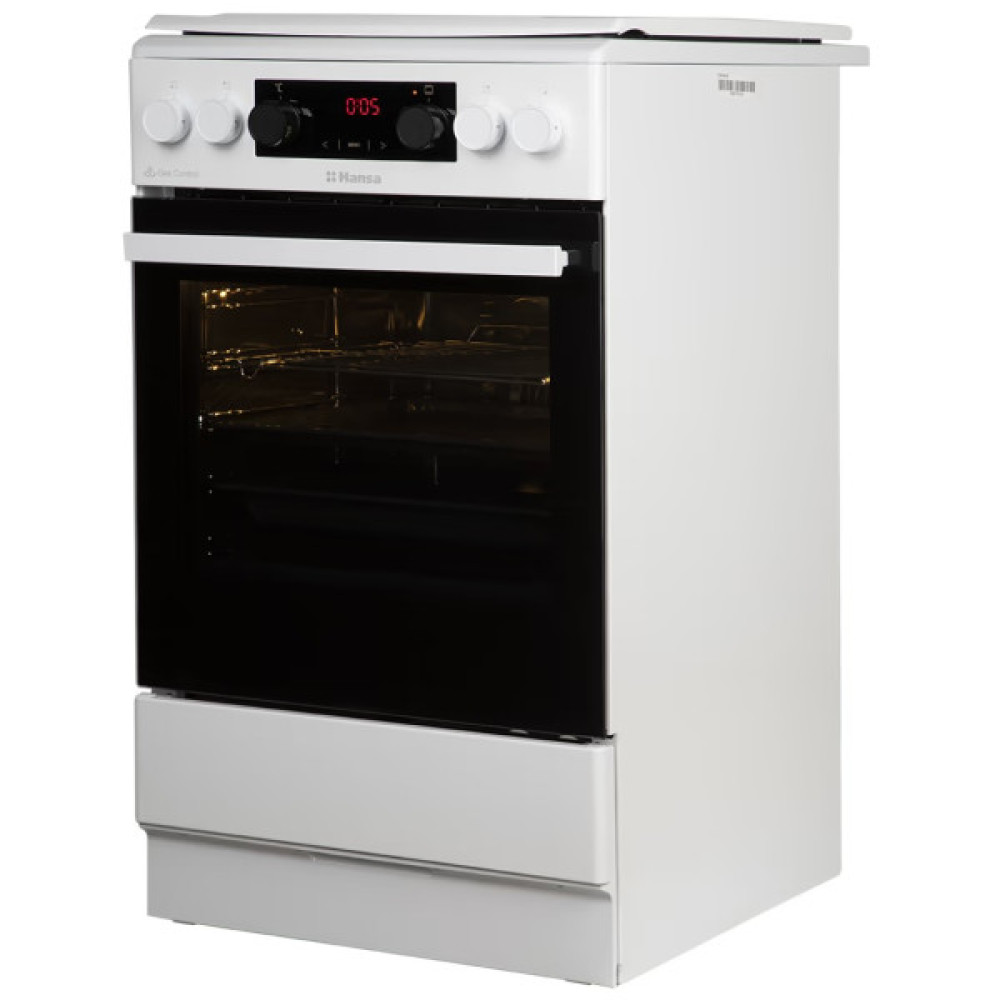 Плита Hansa комбінована, 65л, 50x60см, дисплей, конвекція, чавун, білий