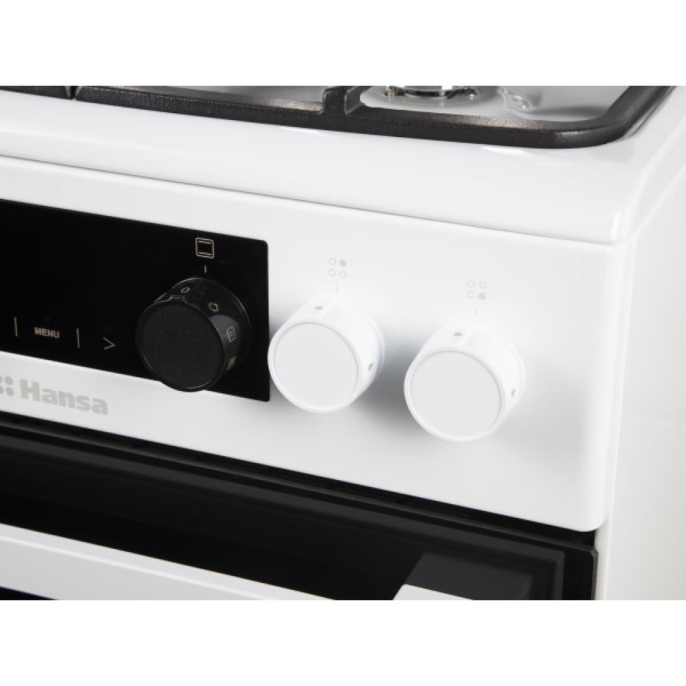Плита Hansa комбінована, 65л, 50x60см, дисплей, конвекція, чавун, білий