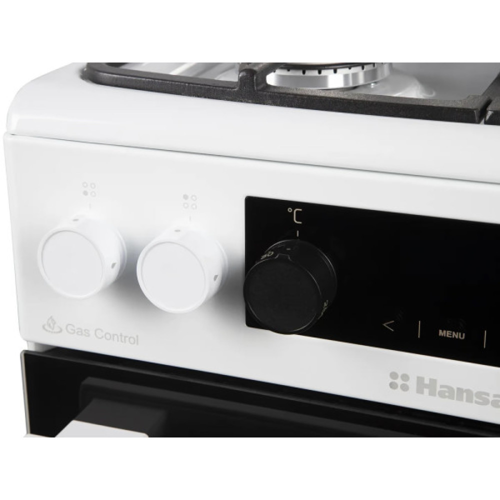 Плита Hansa комбінована, 65л, 50x60см, дисплей, конвекція, чавун, білий