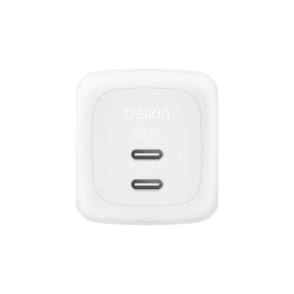 Зарядний пристрій Belkin 2xUSB-C PD67W GaN PPS white (WCH020KQWH)