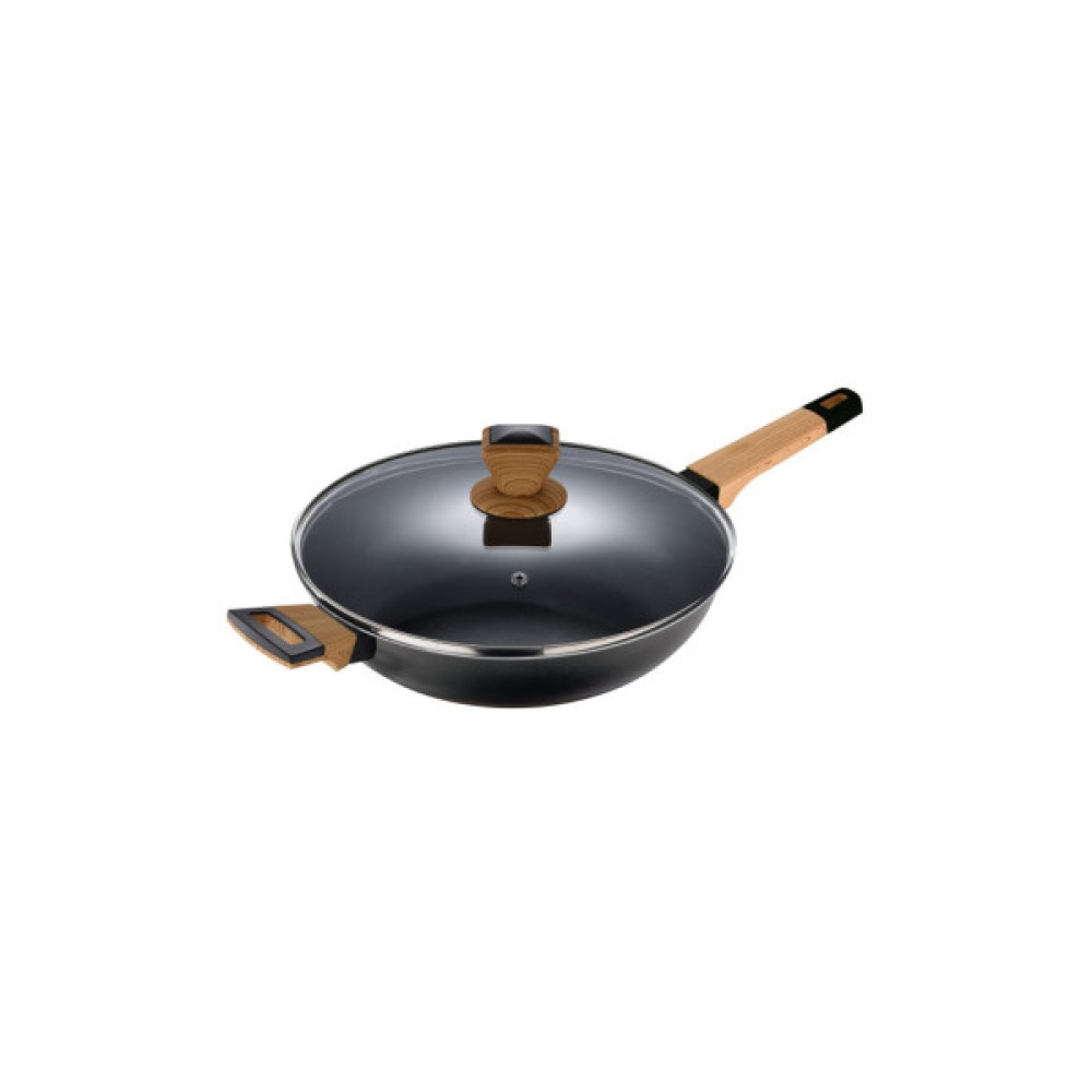 Сотейник Bergner Earth black з кришкою та довгим руків'ям 28 см (BG-34628-BK)