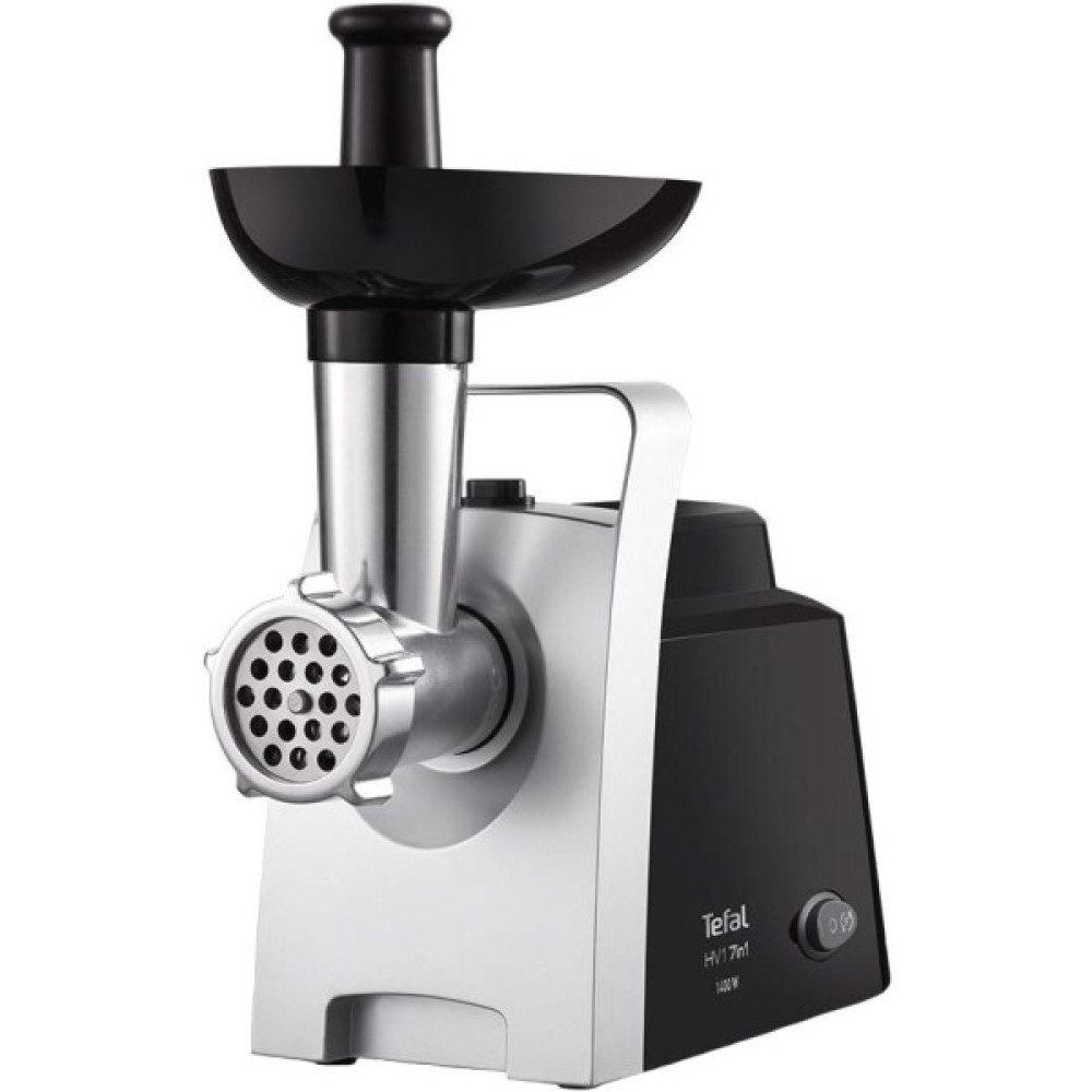 М'ясорубка Tefal HV1 7in1, 1400Вт, 1.7кг/хв, 2 решітки, насадка для ковбас, томатів, 3 терки, пластик, чорний