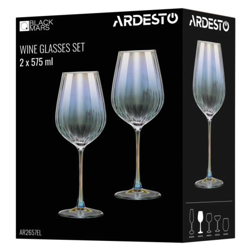 Набір келихів Ardesto Black Mars Zenith 575мл, 2шт, скло, прозорий (AR2657EL)