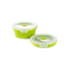 Ланч-бокс СИЛА складаний з кришкою-засувкою круглий зелений 900 мл (960565)