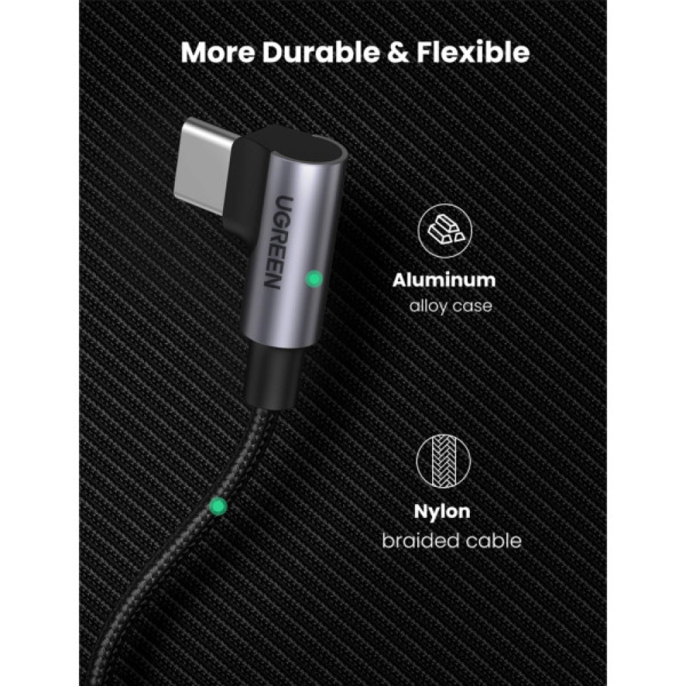 Дата кабель USB-C 2.0 to USB-C 1.0m 90° corner US334 black Ugreen (70643)