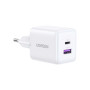 Зарядний пристрій Ugreen USB + USB-C GaN 30W X516 white (65015)