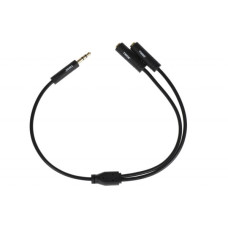 Кабель мультимедійний 3.5mm M to 2x3.5mm F 0.15m black 2E (2E-W9697)