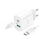 Зарядний пристрій HOCO C80A Plus Rapido PD20W+QC3.0 charger set(C to C) White (6931474779908) Зарядний пристрій HOCO C80A Plus Rapido PD20W+QC3.0 charger set(C to C) White (6931474779908)