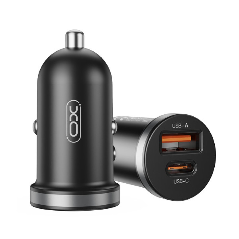 Зарядний пристрій XO CC56 USB-C PD30W + USB-A Black (CC56_Black)