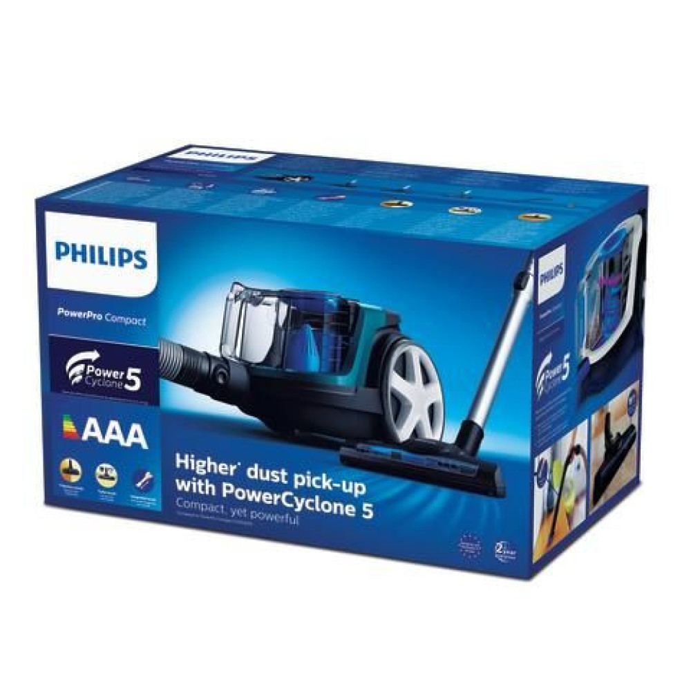 Пилосос Philips контейнерний 3000 series , 900Вт, конт пил -1,5л, НЕРА, турбощітка, чорно-зелений