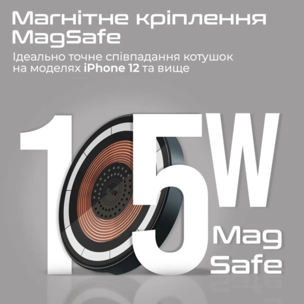 Зарядний пристрій Promate 15W wireless (magring)