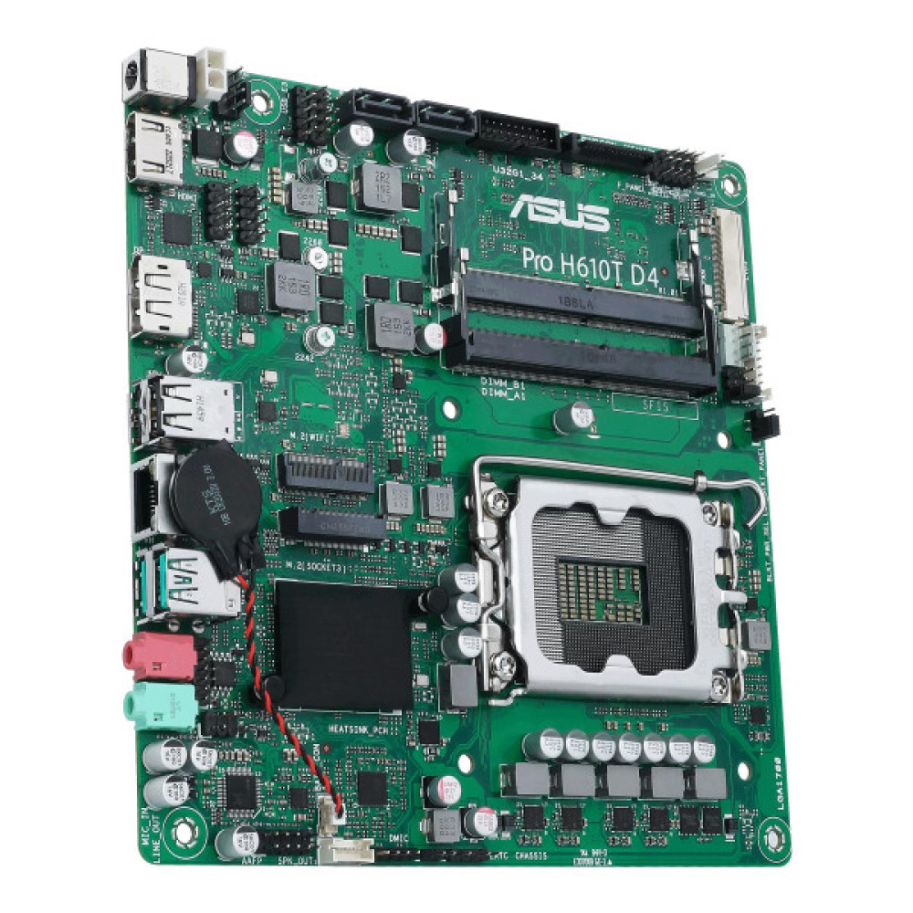Материнcька плата ASUS PRO H610T-CSM s1700 H610 2xDDR5 M.2 HDMI DP LVDS Thin mITX