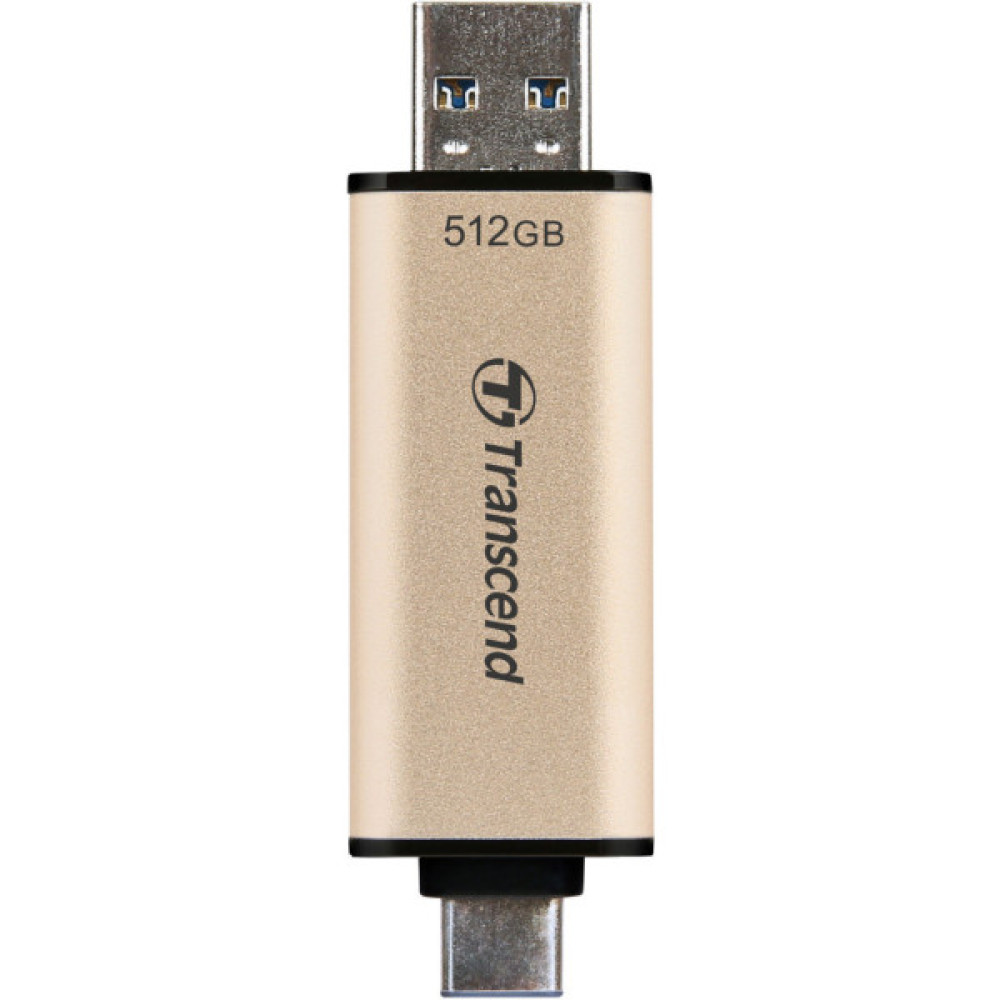 USB флеш накопичувач Transcend 512GB JetFlash 930C Gold-Black USB 3.2/Type-C (TS512GJF930C)