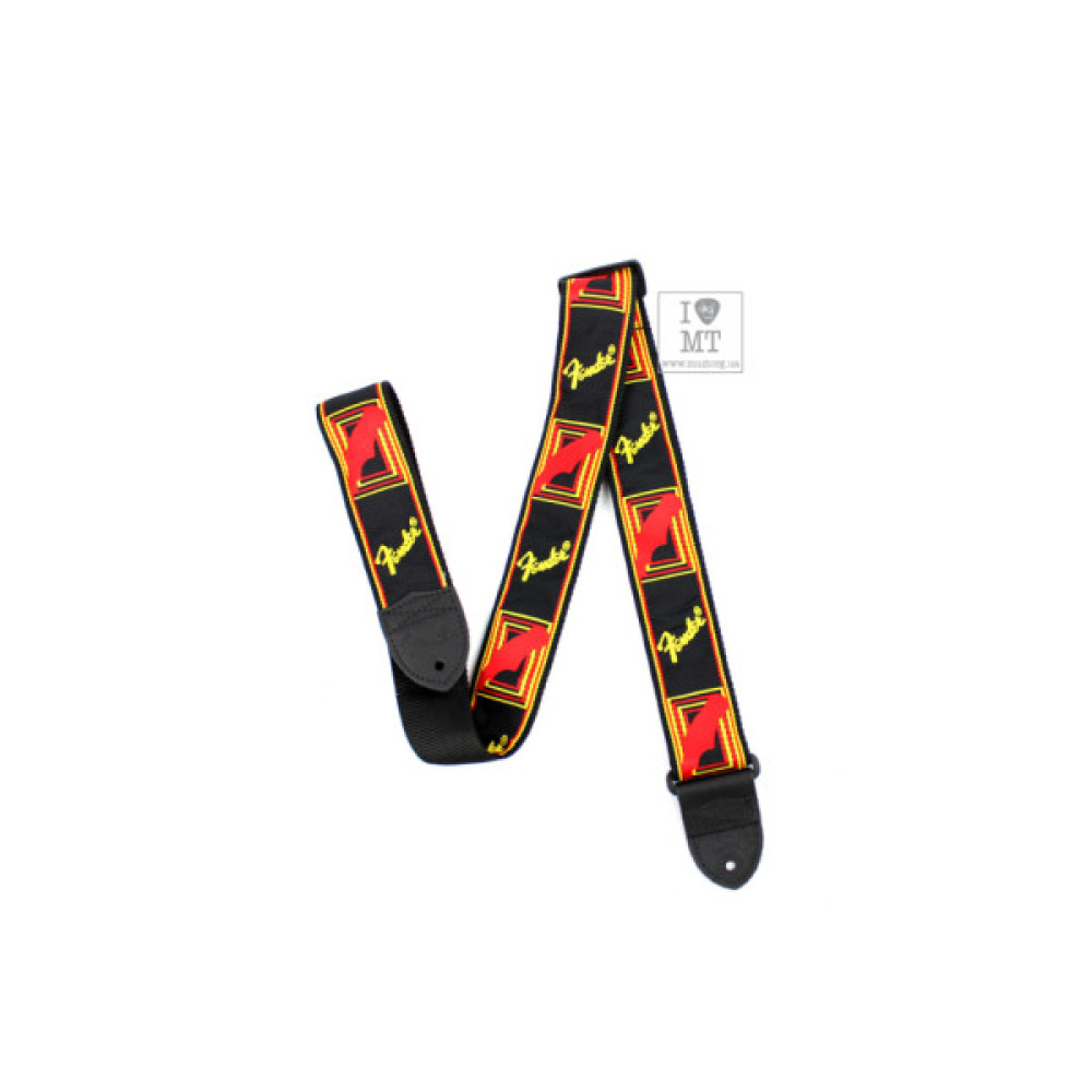 Ремінь для гітари Fender Strap 2" Monogrammed Black/Yellow/Red (20515)