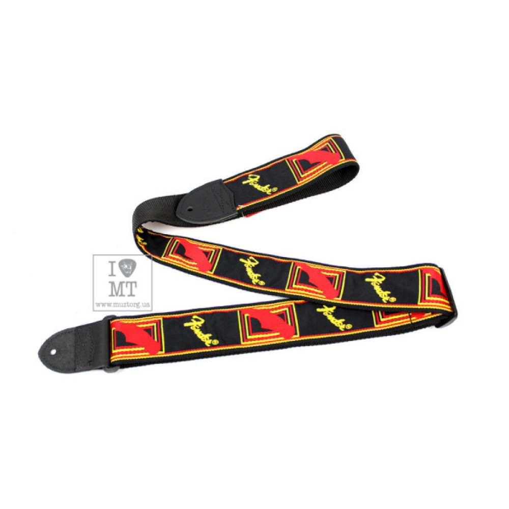 Ремінь для гітари Fender Strap 2" Monogrammed Black/Yellow/Red (20515)