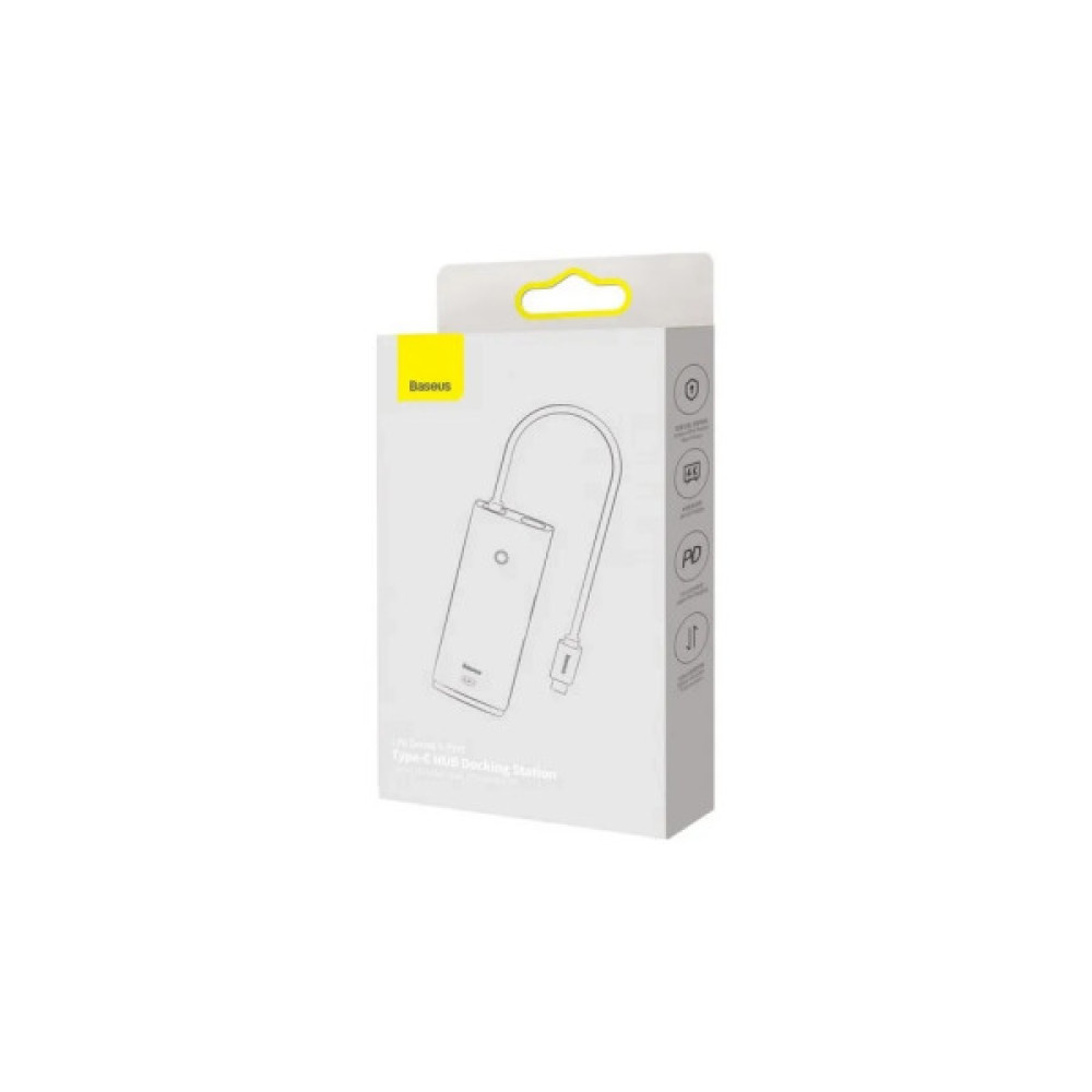 Концентратор Baseus USB-C 6-in-1 HDMI + 2xUSB 3.0 + PD + SD/TF black (WKQX050101)