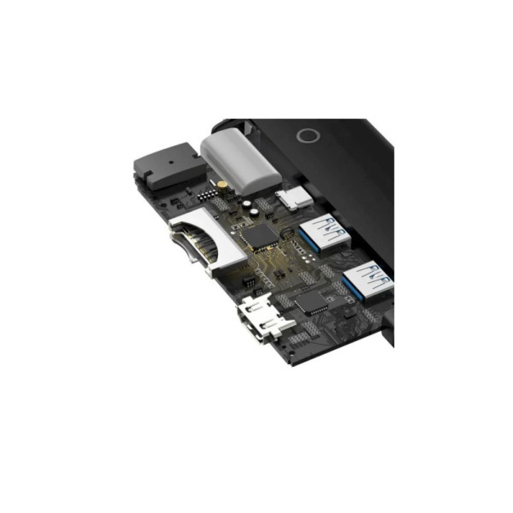 Концентратор Baseus USB-C 6-in-1 HDMI + 2xUSB 3.0 + PD + SD/TF black (WKQX050101)
