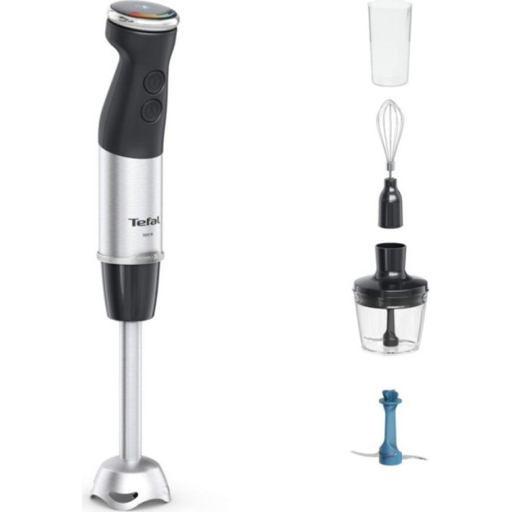 Блендер Tefal заглибний Quickchef+ 1000Вт, 3в1, чаша-800мл, чопер-500мл, турборежим, сріблясто-чорний