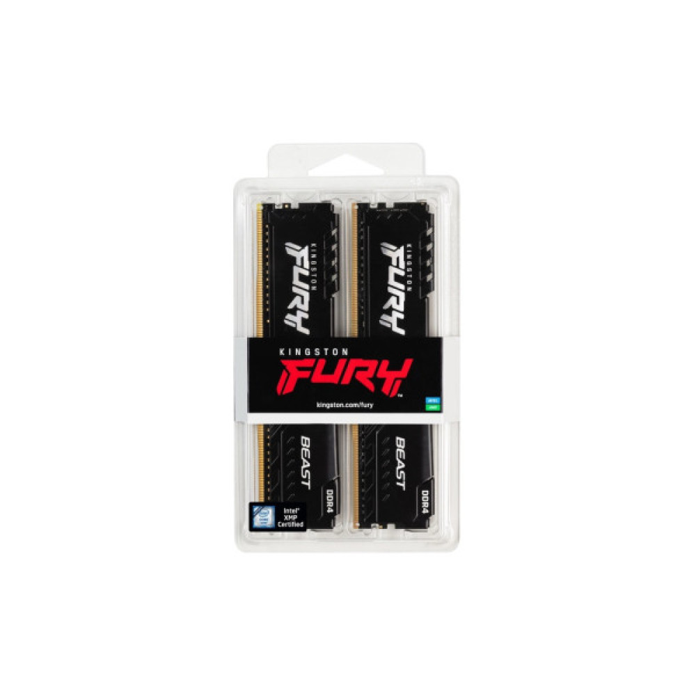 Модуль пам'яті для комп'ютера DDR4 32GB (2x16GB) 3200 MHz Beast Black Kingston Fury (ex.HyperX) (KF432C16BB1K2/32WP)