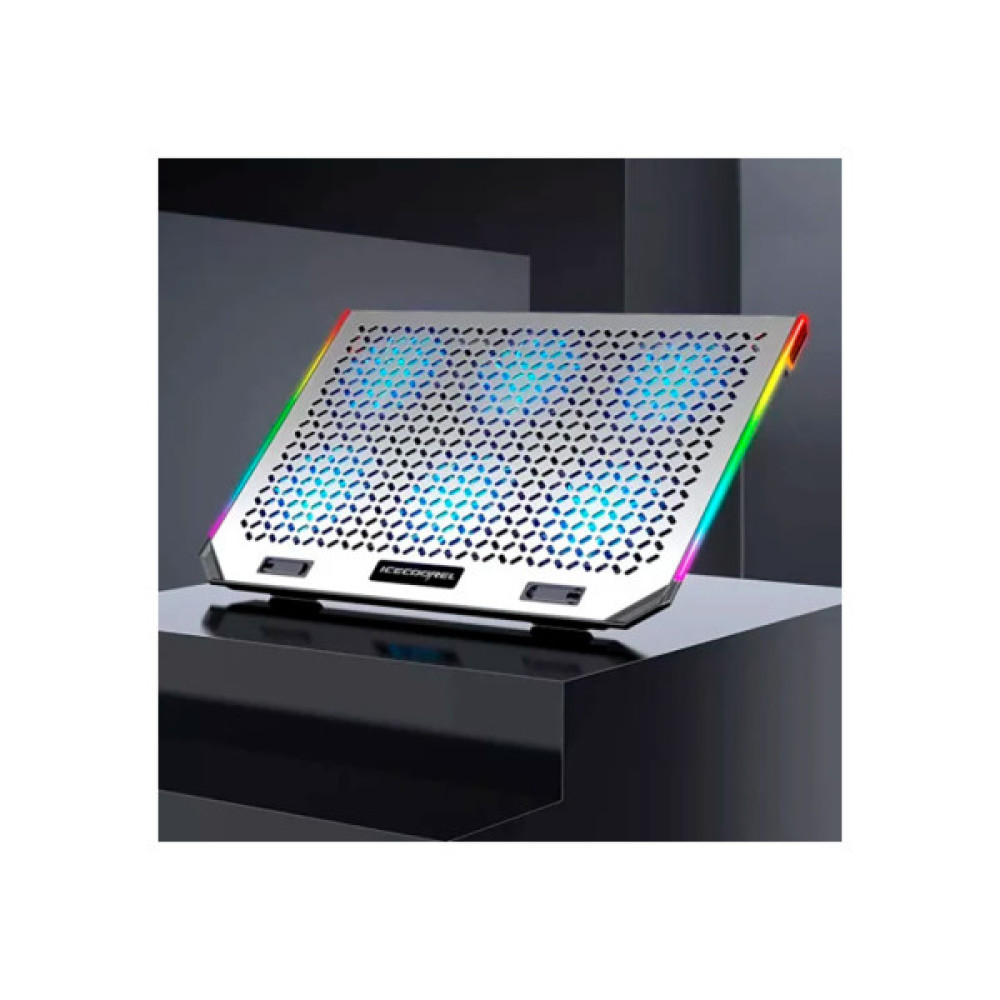 Підставка до ноутбука IceCoorel 10-15.6", 6*80mm 1800 RPM, 2*USB, 366x256x23mm, RGB (A17)