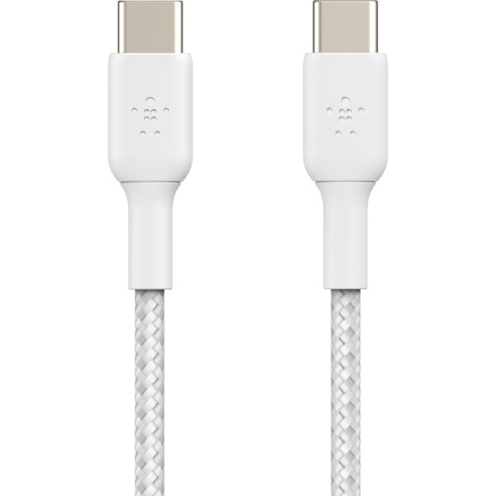 Кабель USB-C > USB-C заряджання/синхронізації Belkin 2м, 60Вт, Type-C, плетений, білий