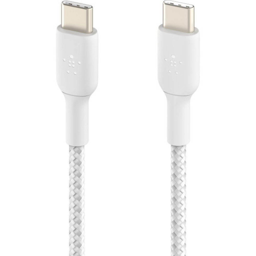 Кабель USB-C > USB-C заряджання/синхронізації Belkin 2м, 60Вт, Type-C, плетений, білий