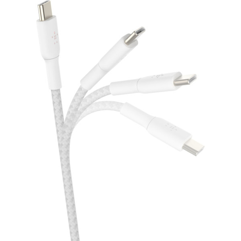 Кабель USB-C > USB-C заряджання/синхронізації Belkin 2м, 60Вт, Type-C, плетений, білий
