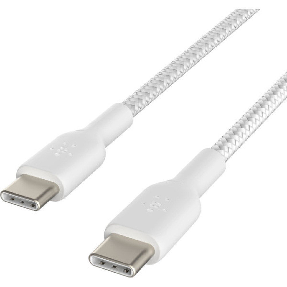 Кабель USB-C > USB-C заряджання/синхронізації Belkin 2м, 60Вт, Type-C, плетений, білий