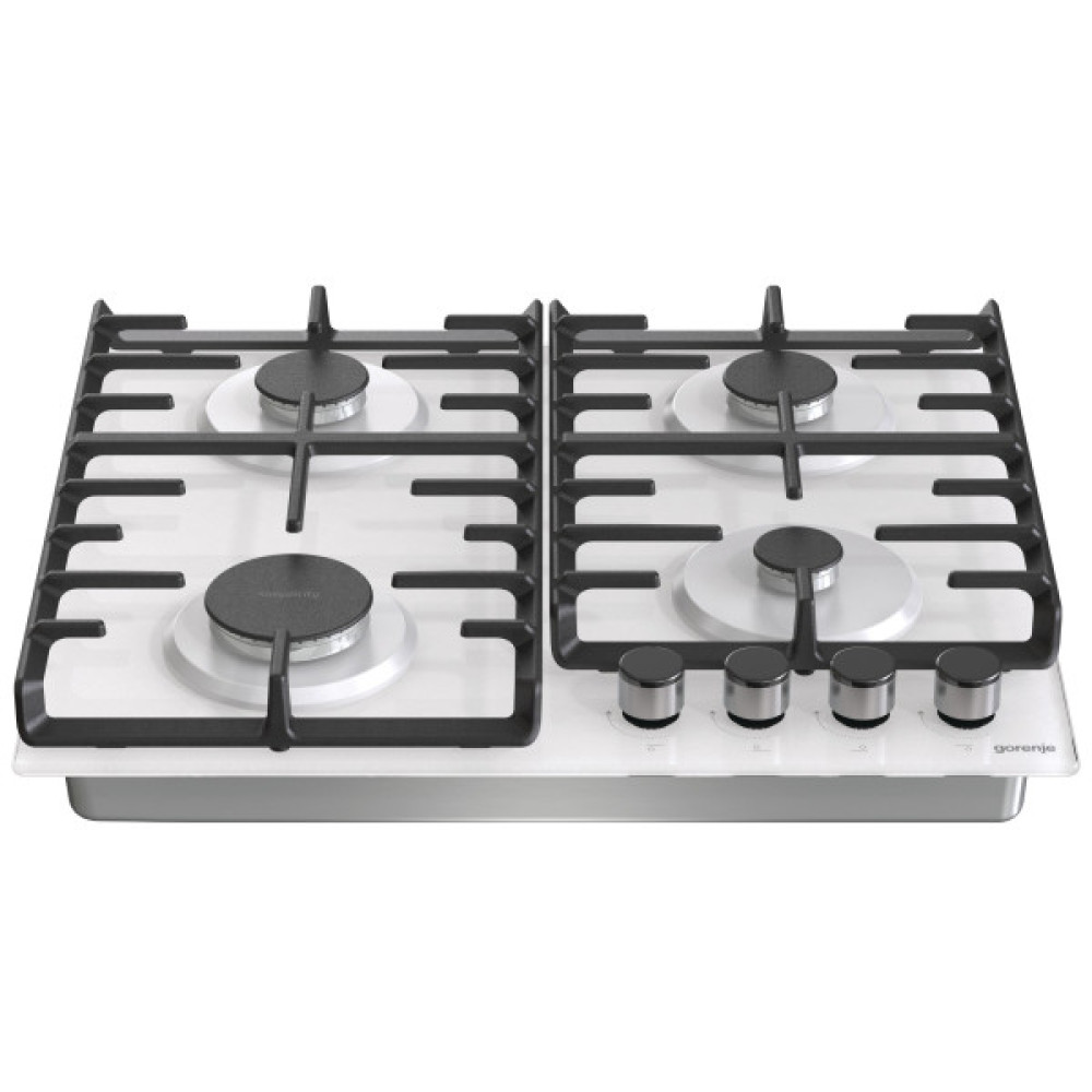 Варильна поверхня Gorenje газова на склі, 60см, чавун, білий