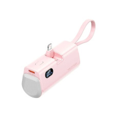 Батарея універсальна Vention 4800mAh 22,5W PD, USB-C In/Out, LED display, with built-in USB-C cable Pink (FHRP0)