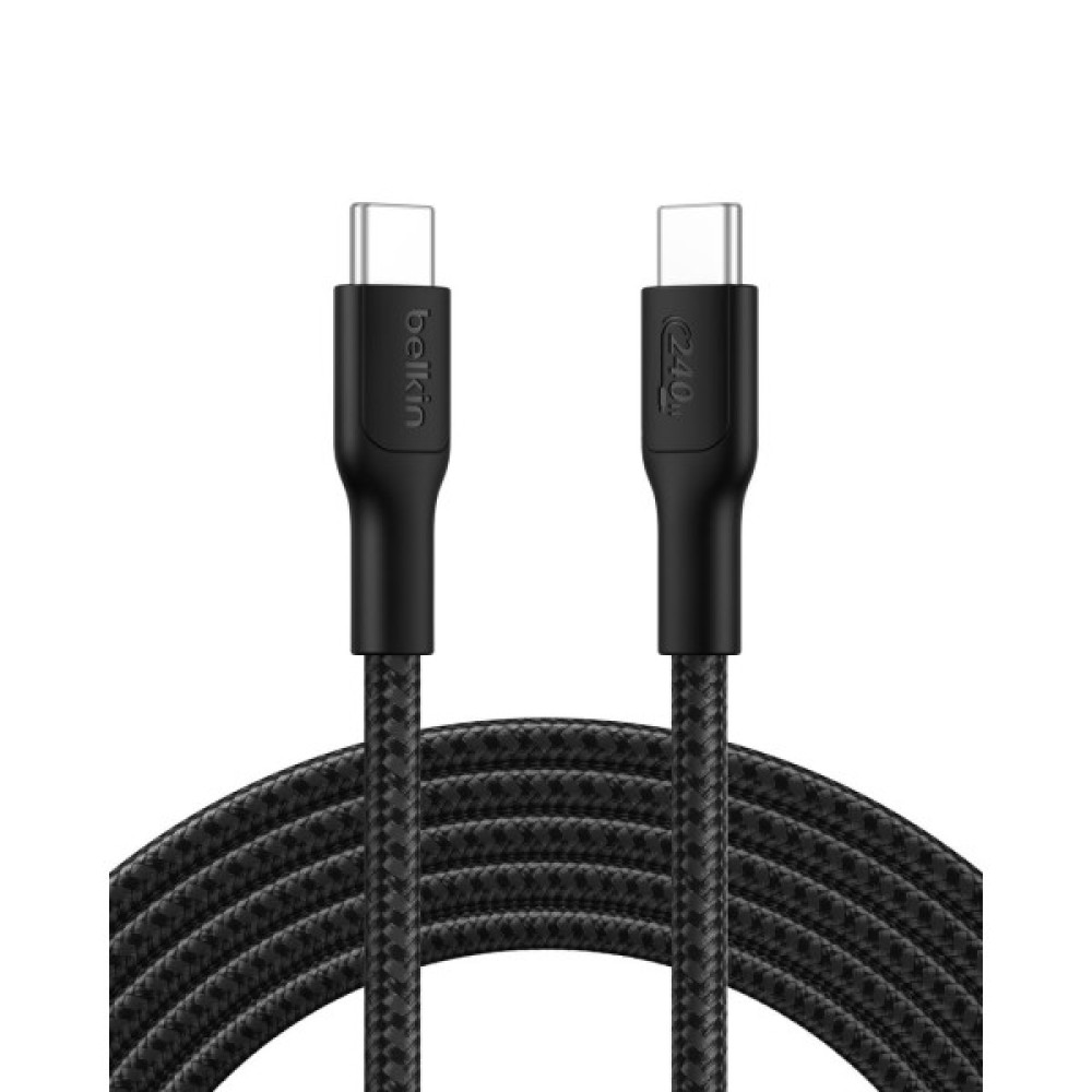 Кабель USB-C > USB-C заряджання/синхронізації Belkin 3м, 240Вт, Type-C, плетений, чорний