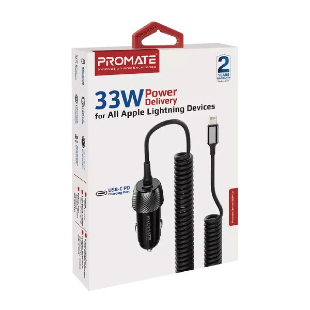 Зарядний пристрій Promate 33W USB-C port + Lightning cable (powerdrive-33pdi.black)
