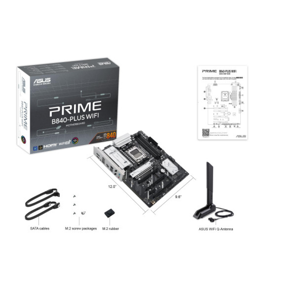 Материнcька плата ASUS PRIME B840-PLUS WIFI sAM5 B840 4xDDR5 M.2 HDMI DP Wi-Fi BT ATX
