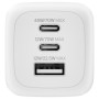 Зарядний пристрій Belkin 2xUSB-C + 1xUSB PD70W PPS GaN white (WCH018HQWH)