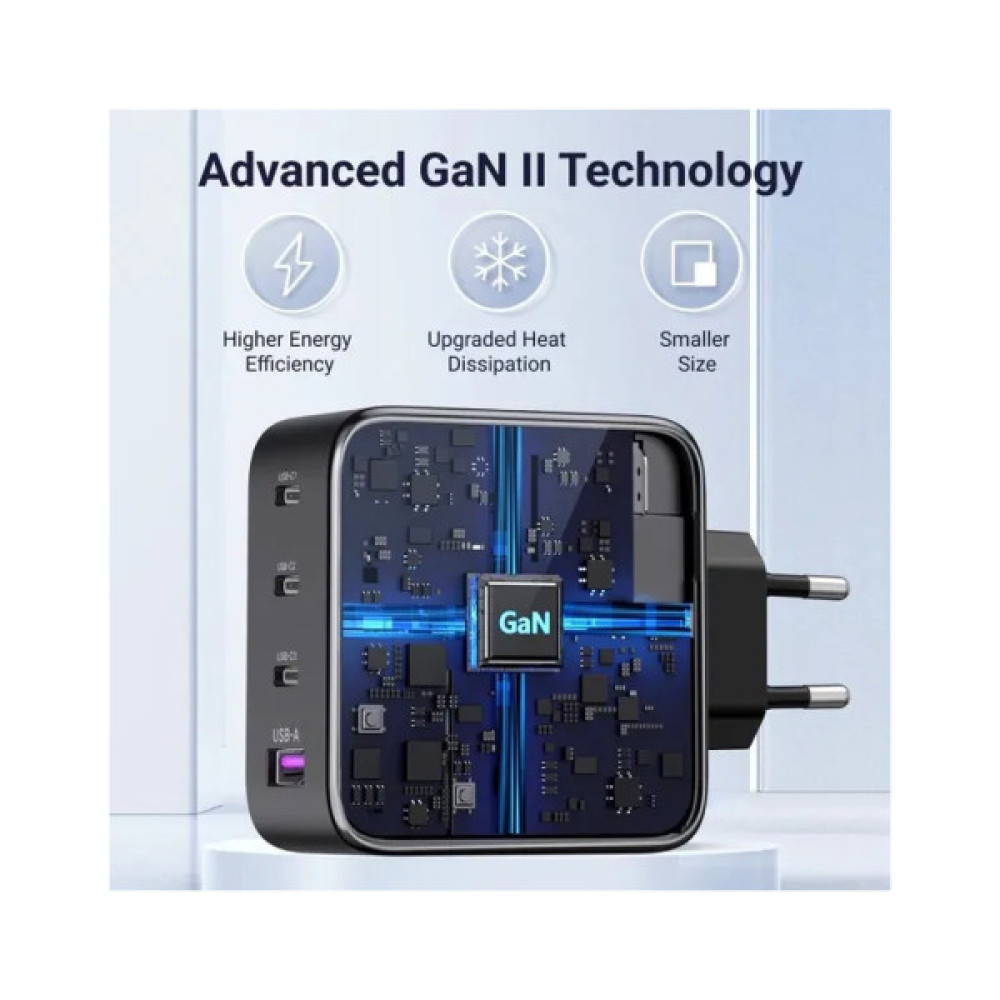 Зарядний пристрій Ugreen 4xUSB 100W (3xUSB-C+USB-A) Gan Tech Fast GAN Charger black CD226 (40747)