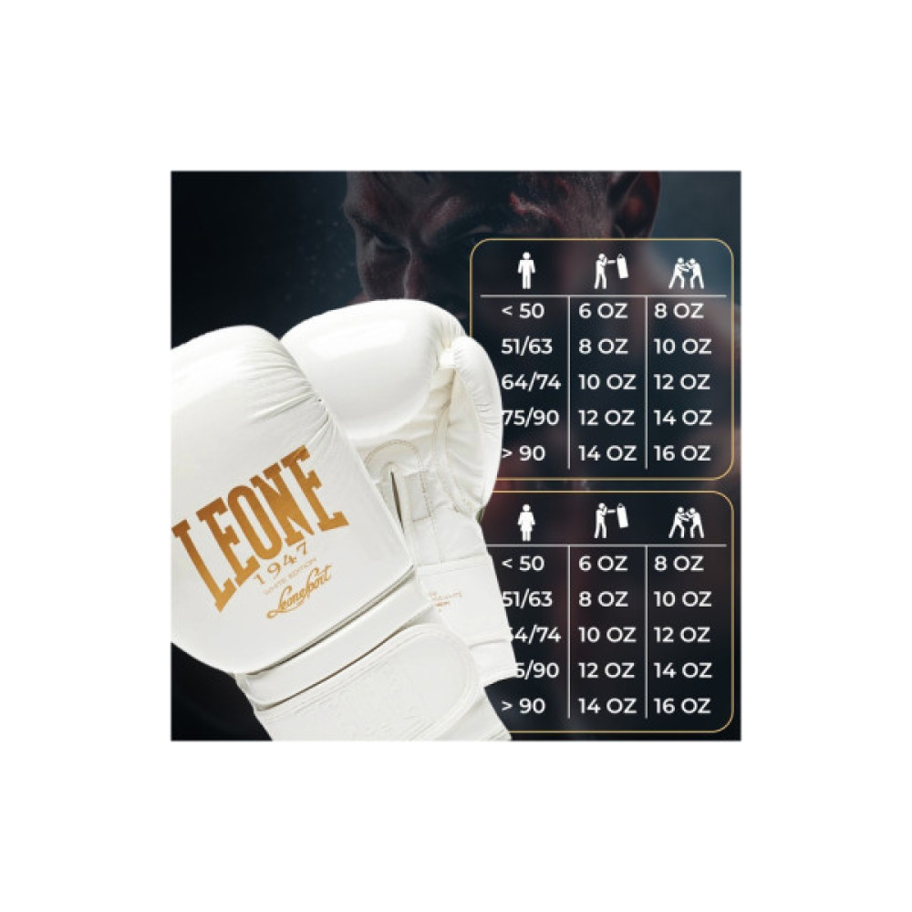 Боксерські рукавички Leone GN059W White/Gold 10 унцій (GN059W_White_10oz)