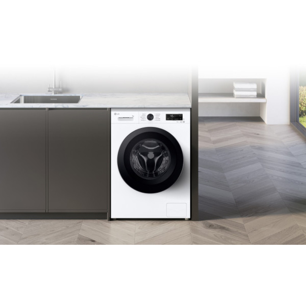 Пральна машина LG фронтальна, 7кг, 1200, A, 44см, дисплей, пара, інвертор, білий