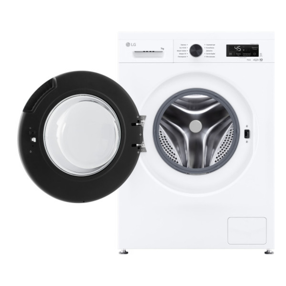 Пральна машина LG фронтальна, 7кг, 1200, A, 44см, дисплей, пара, інвертор, білий