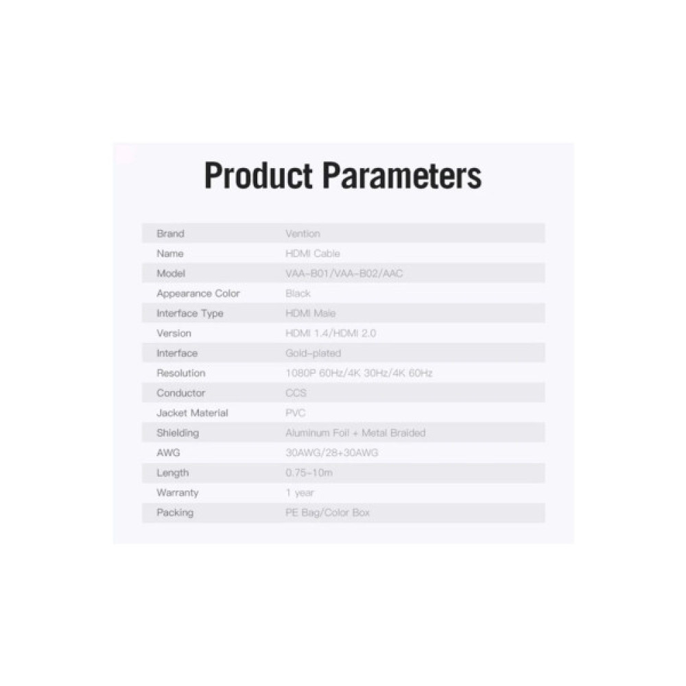 Кабель мультимедійний HDMI M to HDMI M 1.5m black Vention (AACBG)