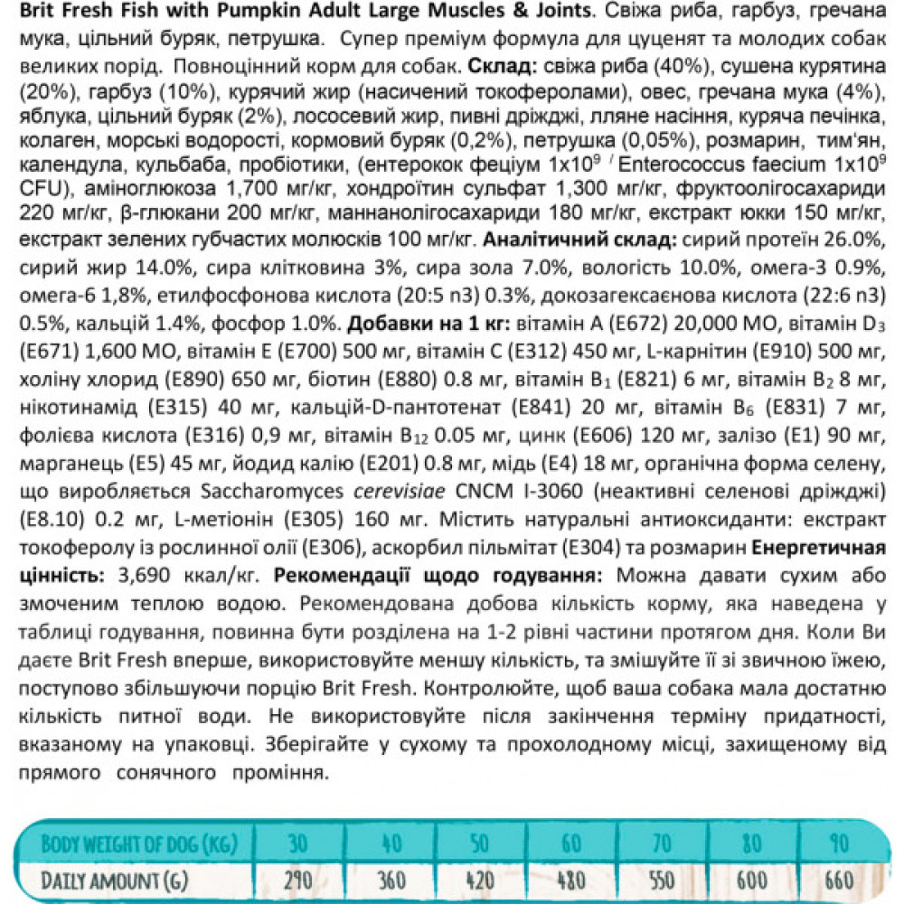 Сухий корм для собак Brit Fresh Fish/Pumpkin Adult Large 12 кг (8595602530779)