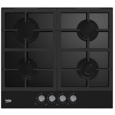 Варильна поверхня Beko газова на склі, 60см, чавун, чорний