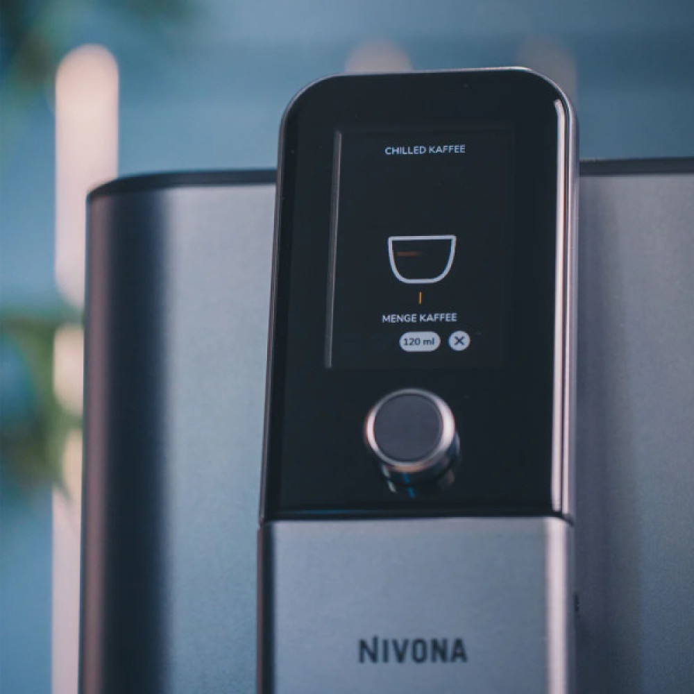 Кавомашина Nivona CafeRomatica, 1.8л, зерно+мелена, автомат.капуч, дисплей, авторецептів -9, пригот, холодної кави, перлинно-блакитний
