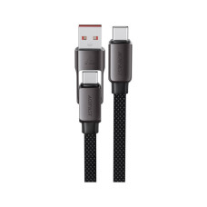 Дата кабель USB-C + USB-A to USB-C 1.2m 3.0A zink alloy C13-04 Black Acefast (6974316282334)