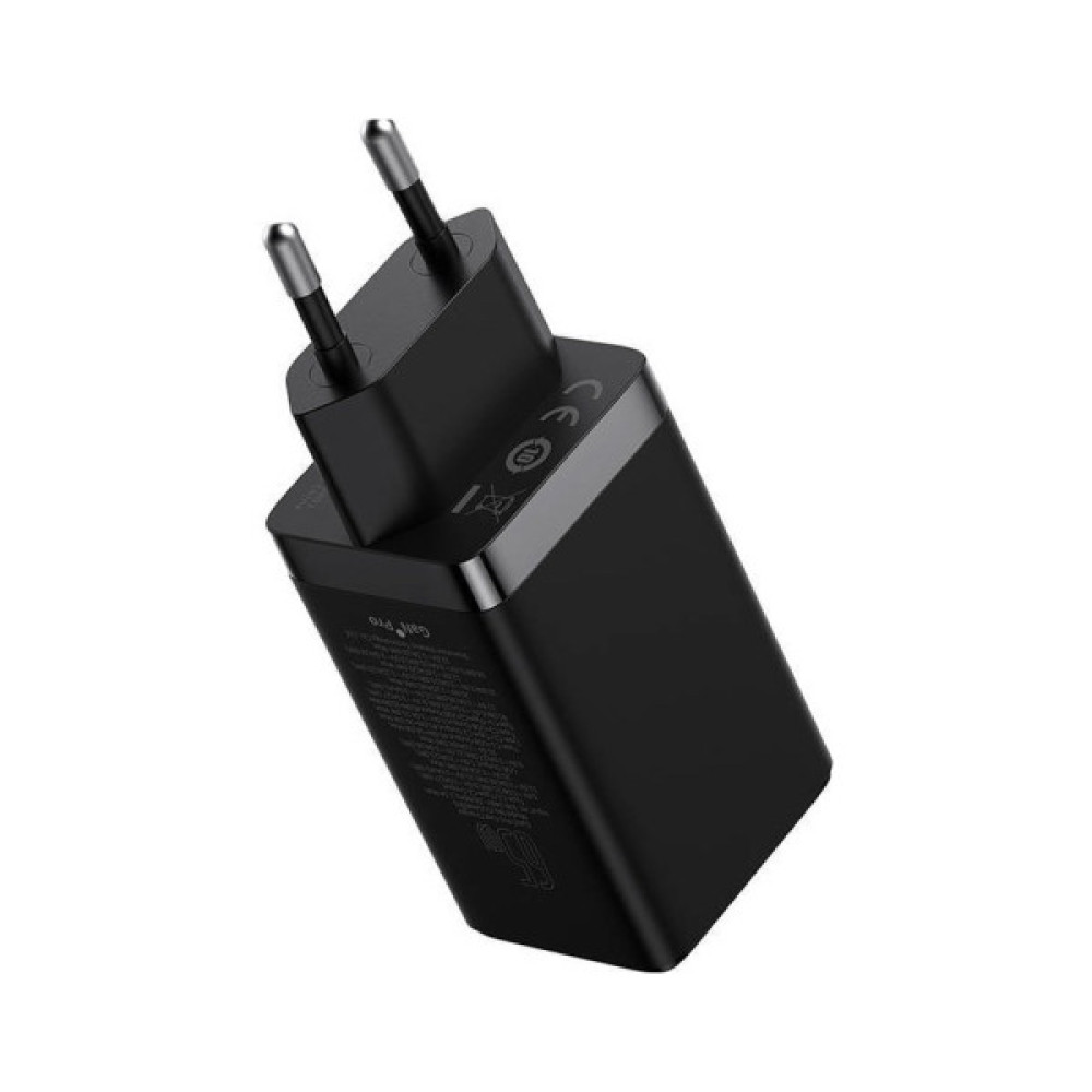 Зарядний пристрій Baseus 2xUSB-C 65W + 1xUSB GaN + cable USB-C to USB-C 100W 1.0m black (CCGP120201)